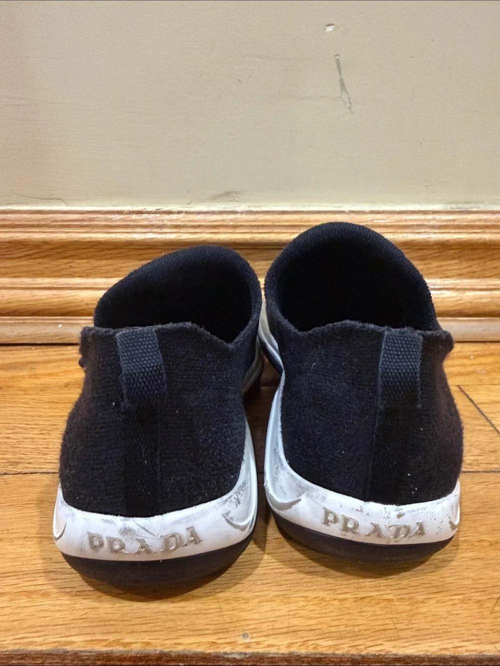 Prada Boys Black Slip-On Knit Sneakers